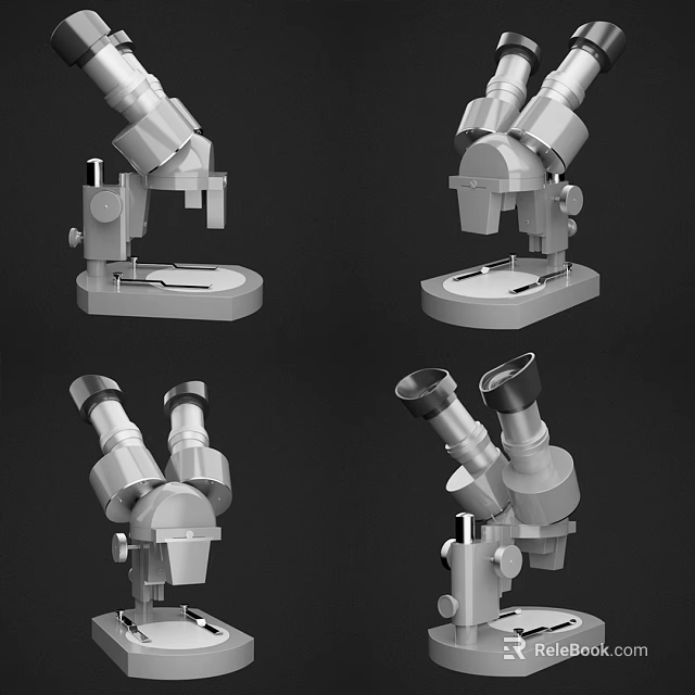 Professional Medical Microscopes Showing Multiple Angles View For Laboratory Use 3d model