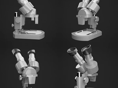 Professional Medical Microscopes Showing Multiple Angles View For Laboratory Use 3d model