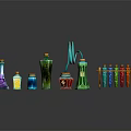 Medical Devices Display Featuring Colorful Bottles Test Tube Rack And Tools