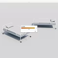 Single Bed with Metal Frame and Wheels Featuring Mattress and Pillow 3d model