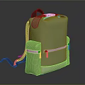Contemporary Green Backpack With Leather Finish Side Zipper Pockets And Adjustable Straps