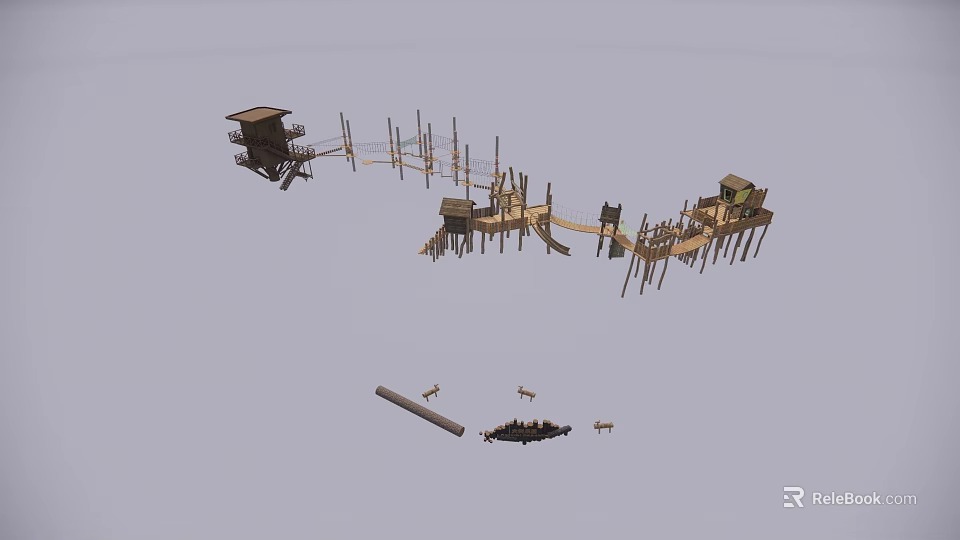 Garden Landscape Design Featuring Wooden Walkways Viewing Platforms And Waterfront Structures 3d model