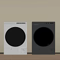 Modern White and Black Front Loading Washing Machines with Sleek Design Side by Side