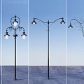 Outdoor Lights Decorative Metal Street Lamps with Curved Arms and Glass Shades