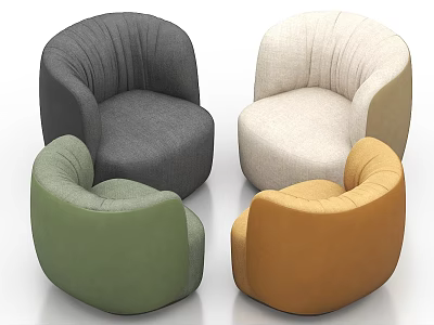 Modern Upholstered Single Sofa in Gray Beige Green and Orange Hues 3d model
