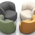 Modern Upholstered Single Sofa in Gray Beige Green and Orange Hues