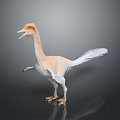 Feathered Dinosaur Model With Light Brown And White Plumage In Standing Posture