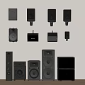 Various Headphones And Audio Speakers Featuring Bookshelf Floor Standing Wall Mounted Designs 3d model