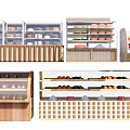 Retail Display Cabinets and Shelves with Glass Doors and Multi Tiered Product