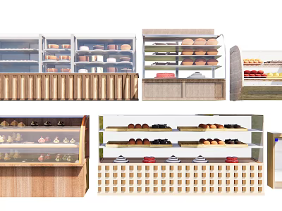 Retail Display Cabinets and Shelves with Glass Doors and Multi Tiered Product 3d model