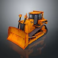 Yellow Bulldozer with Tracks and Front Blade as Heavy Duty Functional Vehicle