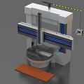 Industrial Machining Equipment With Large Circular Worktable Side Control Panel White Body And Blue Stripes