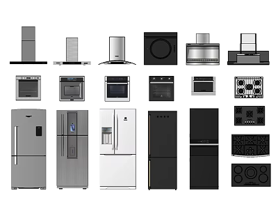 Modern Refrigerators and Freezers with Different Styles and Kitchen Appliances Collection 3d model