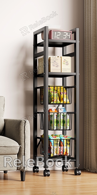 Living Room Black Storage Rack Kitchen Storage Rack Snack Storage Rack model