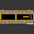 Modern Wooden Bench With Yellow Accents Black Seat And Metal Armrests