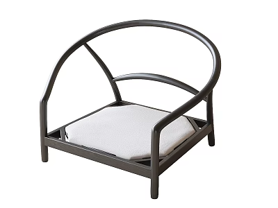 Modern Single Chair with Black Metal Curved Frame and White Comfortable Cushion 3d model