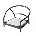 Modern Single Chair with Black Metal Curved Frame and White Comfortable Cushion