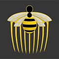 Bee Shaped Decorative Ornament With Golden Frame Yellow Black Stripes And White Wings