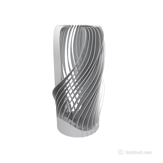 Modern Abstract Metallic Sculpture With Curved Streamlined Design Structure 3d model 