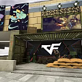 Detailed CF Game Scene With Military Style Buildings Flags And Crates