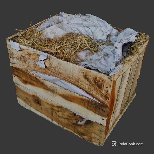 Agricultural Equipment Storage Crate Filled With Straw And Wrapping Materials 3d model 