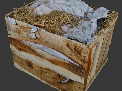 Agricultural Equipment Storage Crate Filled With Straw And Wrapping Materials 3d model