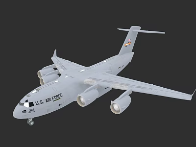 U.S. Air Force Military Transport Aircraft With Gray Exterior And Official Markings 3d model