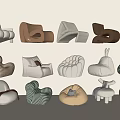 Cream Style Single Sofa Lazy Sofa Casual Sofa 3d model