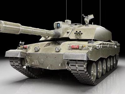 Military Armored Combat Tank With Long Cannon Turret And Heavy Metal Tracks 3d model
