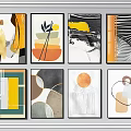 Modern Abstract Decorative Paintings with Various Geometric Patterns and Framed Designs 3d model