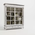 Classic Wooden Bookcase With Glass Doors And Storage For Books And Decor
