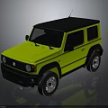 Lime Green Compact SUV With Black Roof Square Shaped Body And Silver Alloy Wheels
