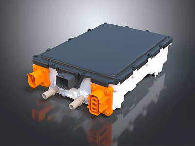 Electronic Electrical Device With Black Cover White Base And Orange Connectors 3d model