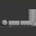 Industrial Metal Components With Geometric Shapes And Perforated Mesh Texture On Platform