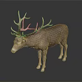 Realistic Deer with Large Antlers and Brown Fur Standing on Dark Background