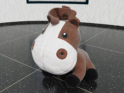 Brown and White Stuffed Horse Plush Toy Soft Cuddly Adorable for Kids Playtime 3d model