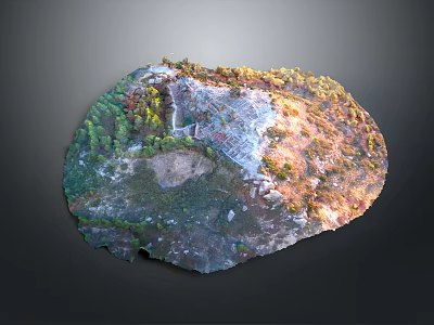 Scenic Natural Terrain Landscape With Green Vegetation Bare Land Rocky Areas And Sunlit Slopes 3d model