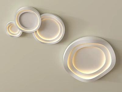 Modern Circular Layered Ceiling Lights with White Illuminated Edges for Home Interior Design 3d model
