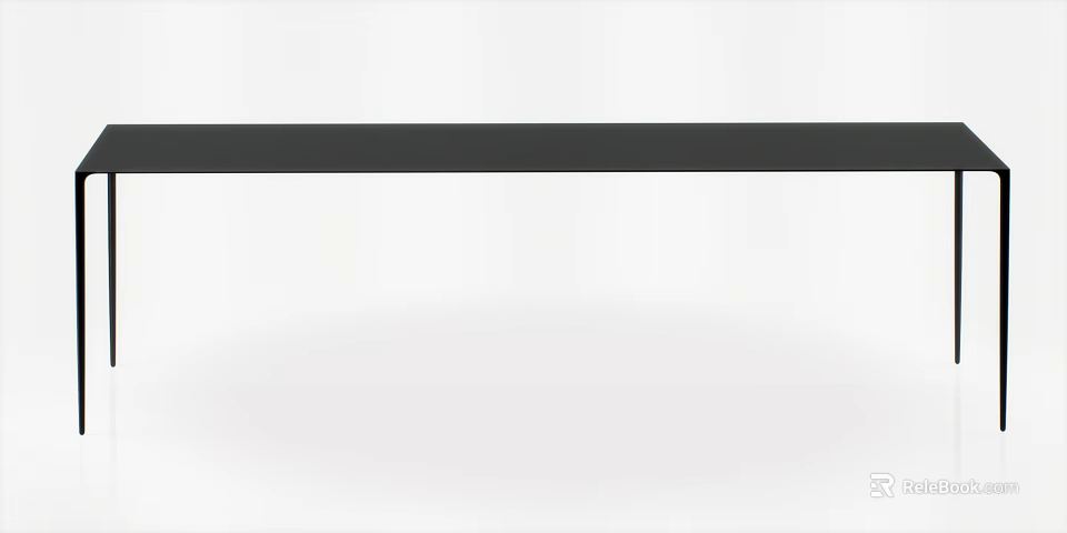 Simple Black Dining Table With Minimalist White Background And Sleek Tabletop Design 3d model