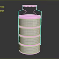 Silver Patterned Tiered Storage Container With Stackable Layers And Handle 3d model