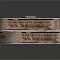 Stacked Vintage Tin Food Cans Featuring Extra Fresh Factory Labels