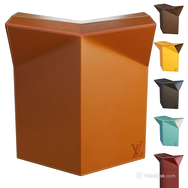 Modern Stylish Stools in Multiple Colors with LV Logo and Contemporary Design 3d model 