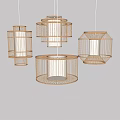 Modern Woven Pendant Lights With Different Geometric Shapes And Natural Material Design