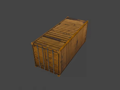 Wooden Shipping Container Structure With Striped Design And Metal Frame 3d model