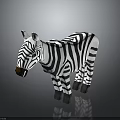 Zebra Animal Character 3D Render Model With Black White Stripes And Glossy Surface Reflection 3d model