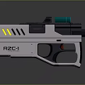 RZC-1 Sci Fi Toy Gun With White Body Black Grip And Green Top Attachment