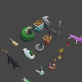 Low Poly Game Movie Characters With Animal Plant Food And Props Design