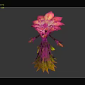Vibrant Flower Character With Pink Yellow Petals And Green Leaf Body