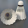 Two White Badminton Shuttlecocks With Feather Structure And Black Rubber Heads