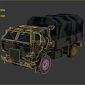 Camouflage Military Transport Vehicle With Cargo Compartment And Off Road Tires